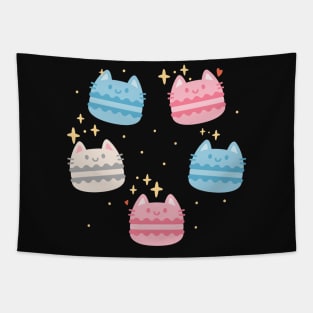 Transgender Kawaii Macaron Cats Tapestry