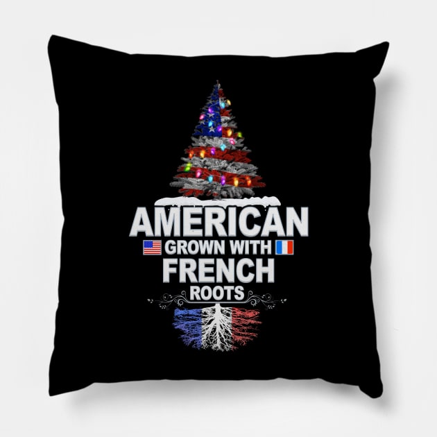 Christmas Tree  American Grown With French Roots - Gift for French From France Pillow by Country Flags