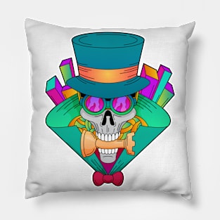 Skull at Chess with Chess piece Rook Pillow