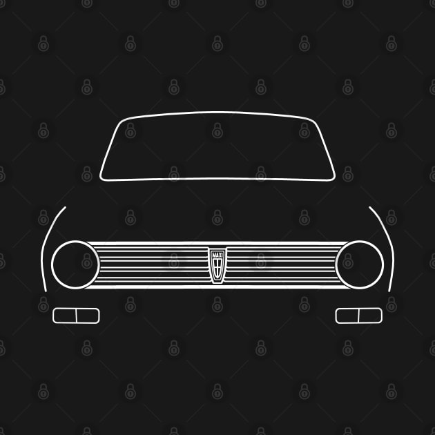 Austin Maxi 1970s classic car white outline graphic by soitwouldseem