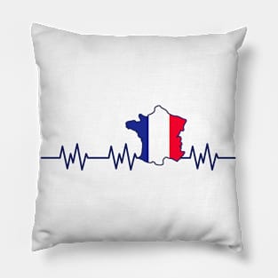 France Flag Heartbeat Pulse French Pillow