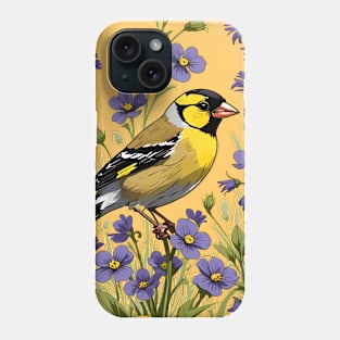 A New Jersey Eastern Goldfinch Surrounded By Common Violet Flowers Phone Case