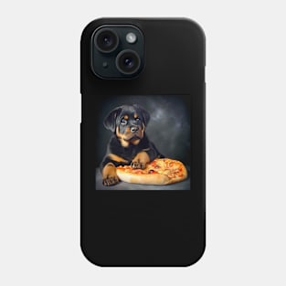 Rottweiler puppy and pizza Phone Case