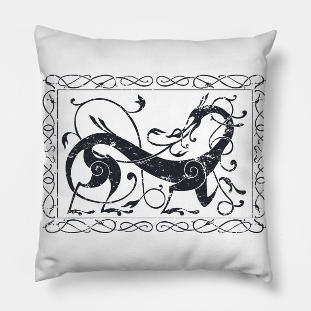 Urnes Style Dragon Pillow by LBKDraws