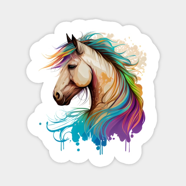 Colorful Fjord Horse Artwork 3 Magnet by MLArtifex