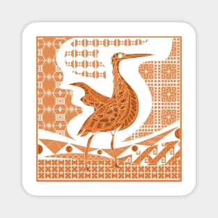 orange agami heron garza in ecopop talavera azulejo pattern in pop wallpaper Magnet