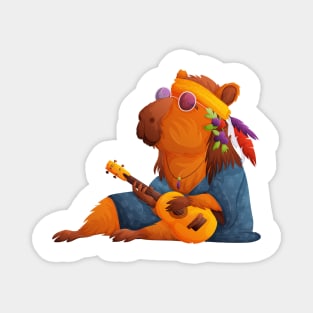 Cute capybara in hippie clothes Magnet