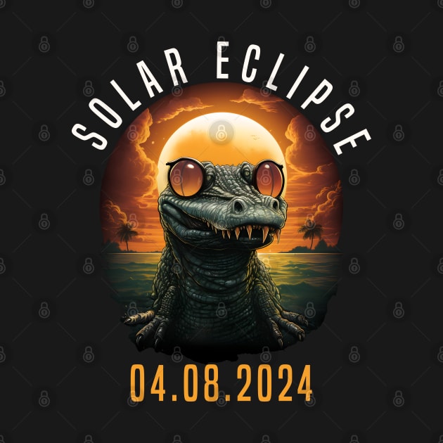 Solar Eclipse 04.08.24 Funny Crocodile Sunglasses Totality by Ai Wanderer