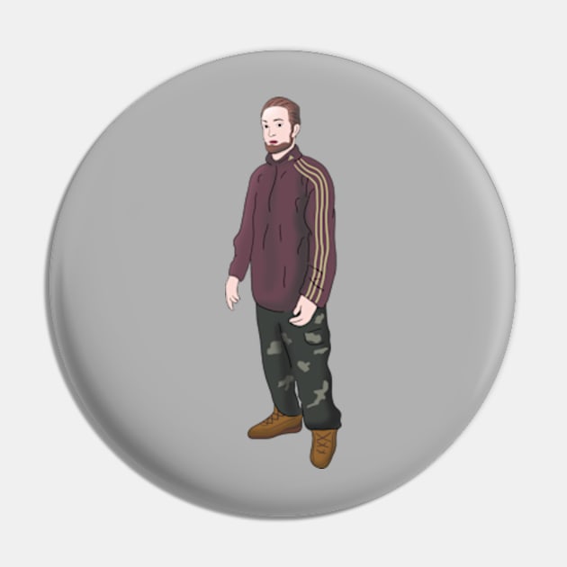 Tracksuit Rob Standing in the Kitchen Meme Pin by Barnyardy