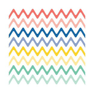 Colorful Zigzag pattern, Pink, Blue, Yellow and Green T-Shirt