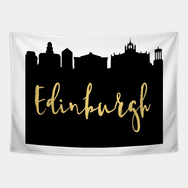 EDINBURGH SCOTLAND DESIGNER SILHOUETTE SKYLINE ART Tapestry by deificusArt