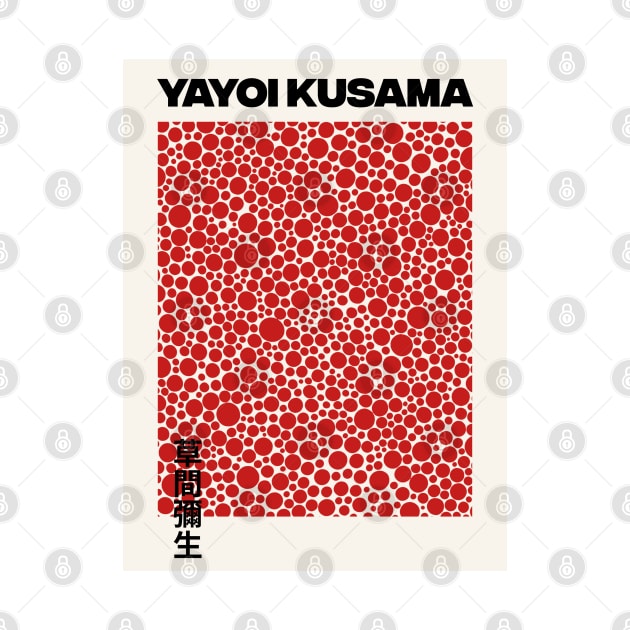 Yayoi Kusama Red Dots Exhibition Wall Art Design, Art Print Canvas by VanillaArt