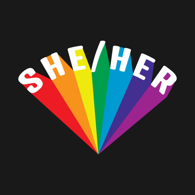 She/Her Pronouns Rainbow Burst by lavenderhearts