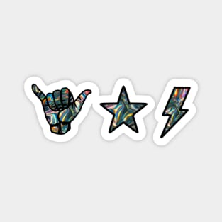 holographic shaka, star and lightning sticker pack Magnet