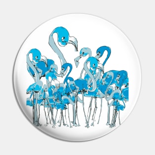 Blue Flamingos Pin