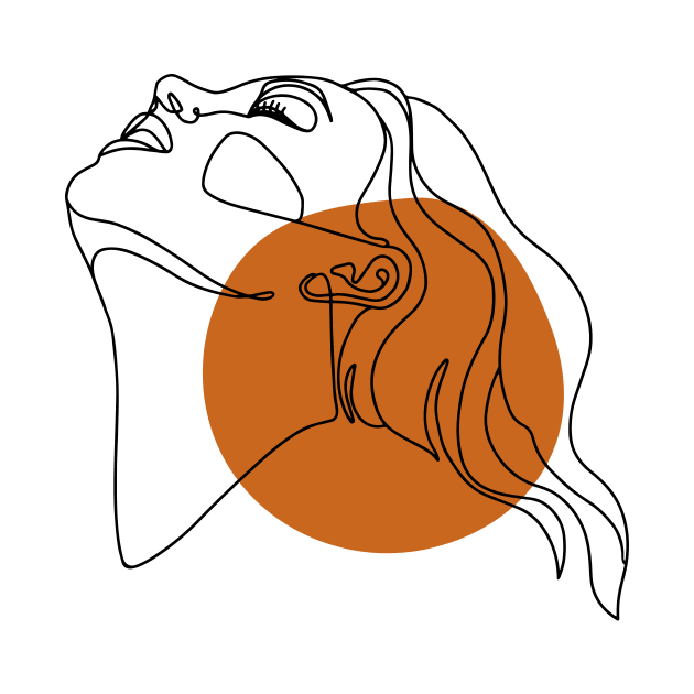 Woman Face Drawing In Line. Minimalist Style One Line Art by ElenaDro