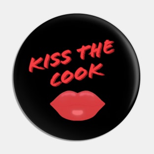 Kiss The Cook Red Lips (Black Background) Pin