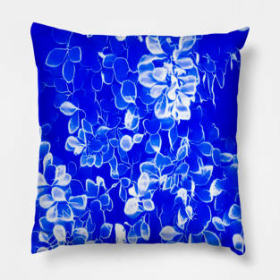 Blue White Petal Leaves Pillow