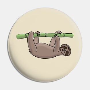 Cute hanging sloth cartoon illustration Pin