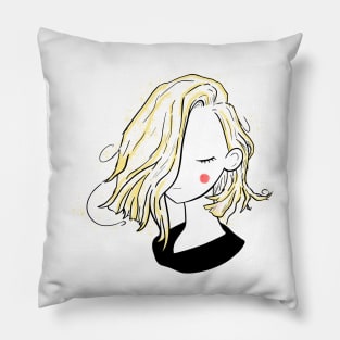 Pretty girl short hairstyles - blonde black Pillow