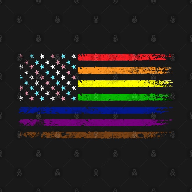 LGBT Rainbow American Flag | LGBTQ 4th of July | Inclusive Gay Pride Flag by BlueWaveTshirts