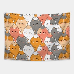 Cat Kittens Cute Pattern Design With Cats in Various Poses Fun Funny Design Tapestry