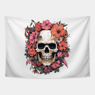 Skull and Flowers Tapestry