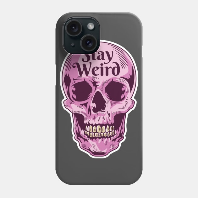 Stay Weird Pastel Goth Girl Emo Pink Skull for Teens Kawaii Phone Case by Blink_Imprints10