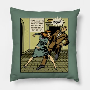 Comic Woman Protects Herself Pillow