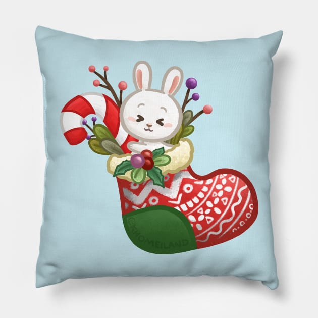 Bunny Christmas Sock Pillow by Khotekmei