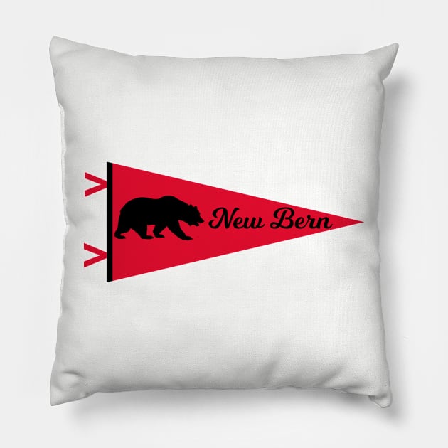 Vintage New Bern North Carolina Pennant Pillow by fearcity