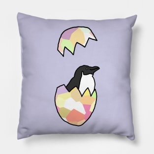 Little Penguin Popping out of her Funny Easter Egg Pillow