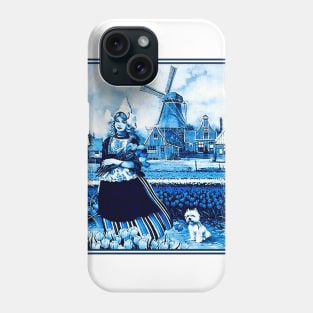 Dutch Girl Blue Delft Tulip Country Scene Phone Case