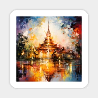 Beautiful temple, oil painting Magnet