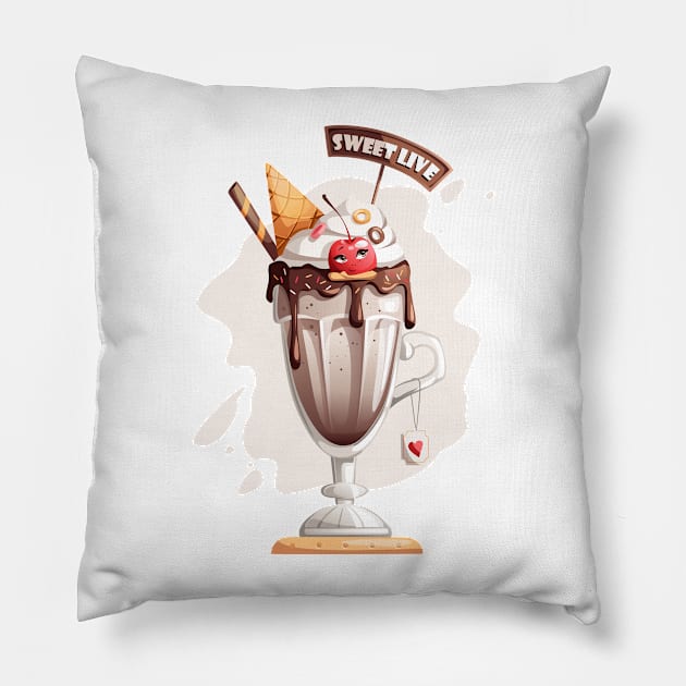 Sweet life illustration Pillow by Ksuview