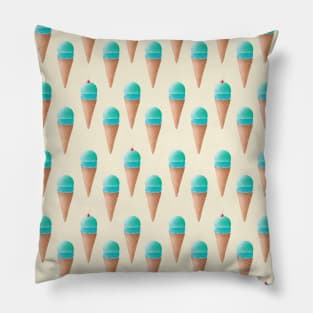 Blue Ice Cream Pattern - Cream Pillow