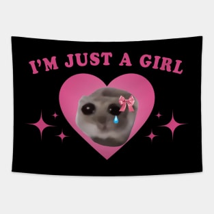 sad hamster meme i'm just a girl Tapestry