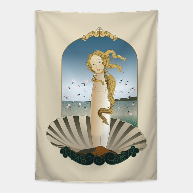 Kokeshi Venus Tapestry by Pendientera