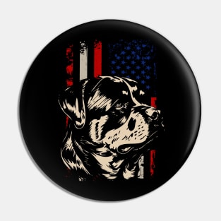 Urban Rottweiler American Flag Talk Triumph for Dog Enthusiasts Pin