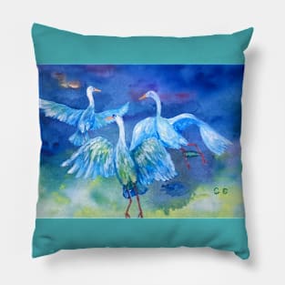 Australian Dancing Cranes Pillow