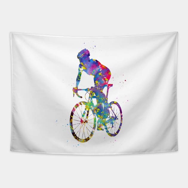 Cyclist sprinting Tapestry by erzebeth