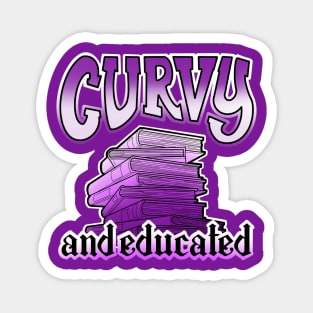 Curvy and educated, stack of purple books Magnet