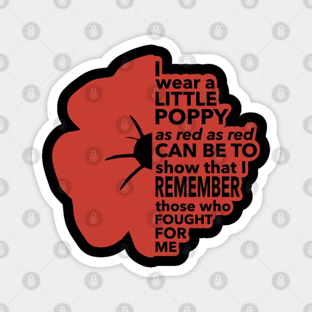 Poppy Poem for Remembrance Day Magnet by Yule