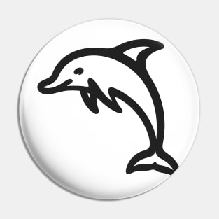 Stick Figure of a Dolphin in Black Ink Pin