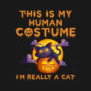 This is my human costume i'm really a cat, funny halloween cats T-Shirt