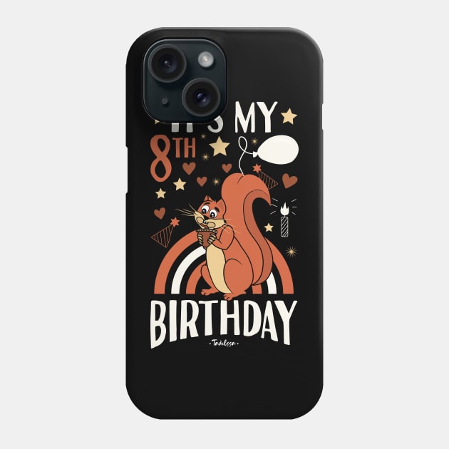 8th Birthday Squirrel Phone Case by Tesszero