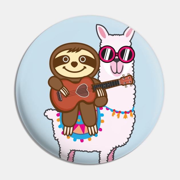 Sloth Llama Ukulele Pin by Plushism