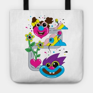 Boy and girl funny illustration Tote