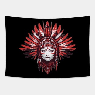 Red black head with monochromatic colorful style Tapestry