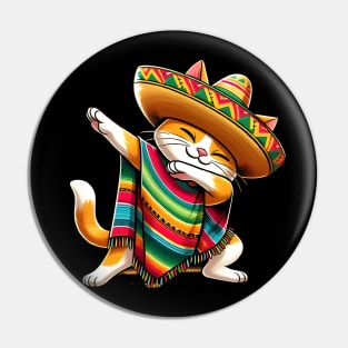 Cinco De Mayo Funny Mexican Cat Sombrero Poncho Pin